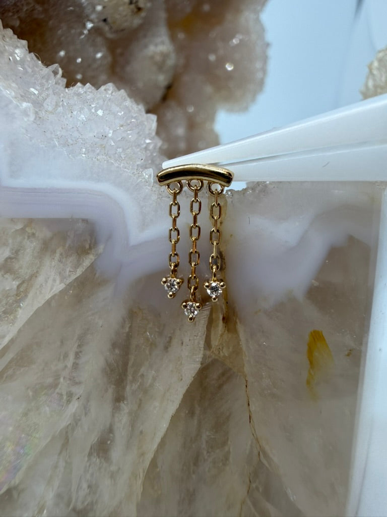 14k Gold Bar Threadless end Esme Modern Mood